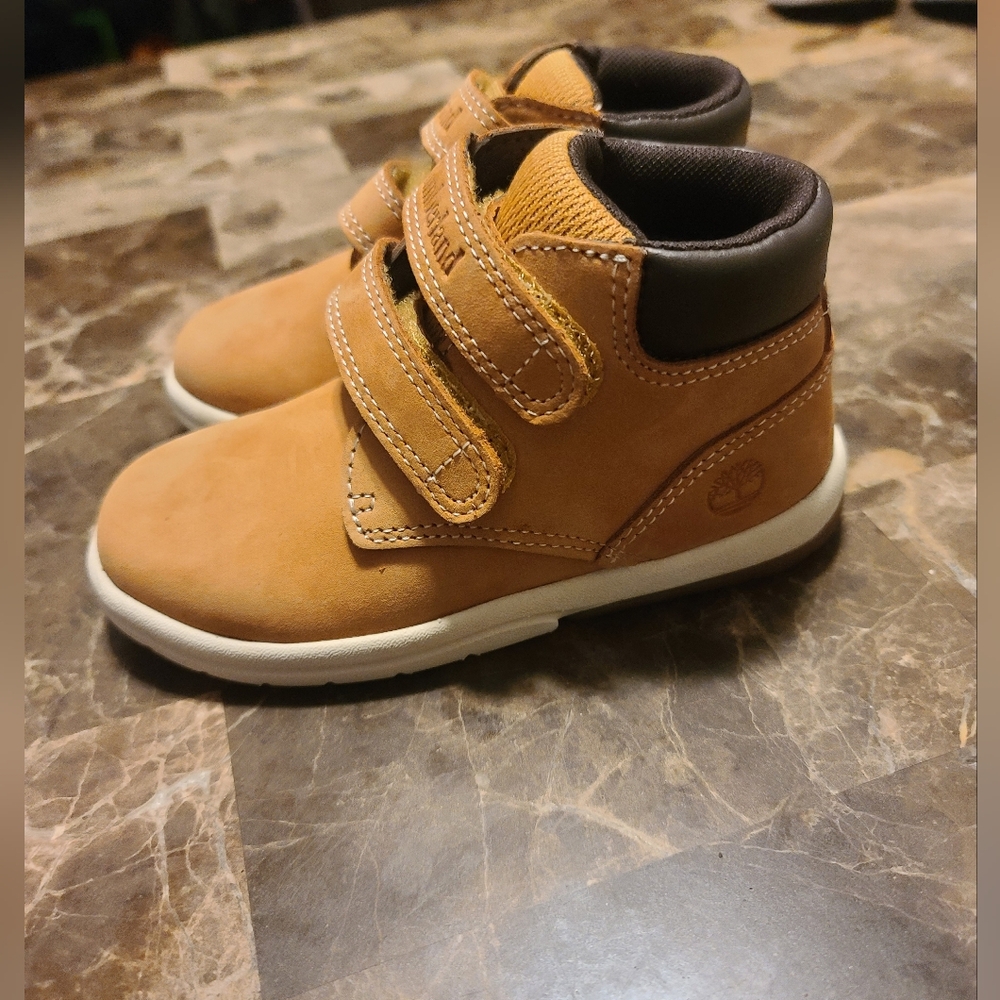 Timberland Kids Brown Boots with Velcro Straps